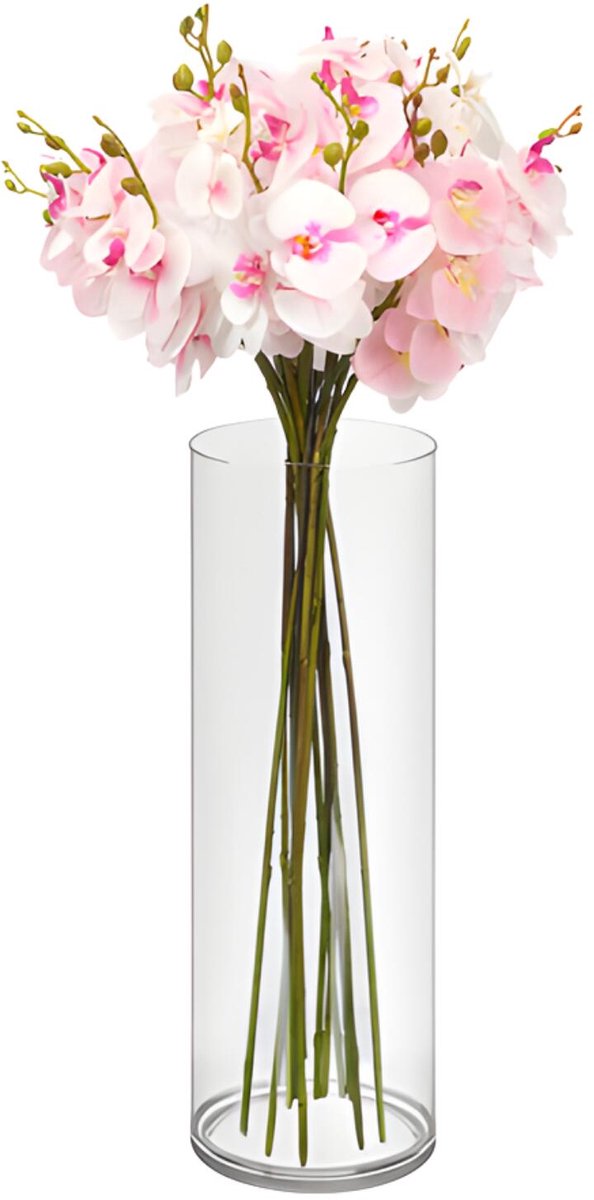 Giftdecor Bloemenvaas - helder acrylglas - D12 x H35 cm - cilinder - boeketvaas - 4 liter