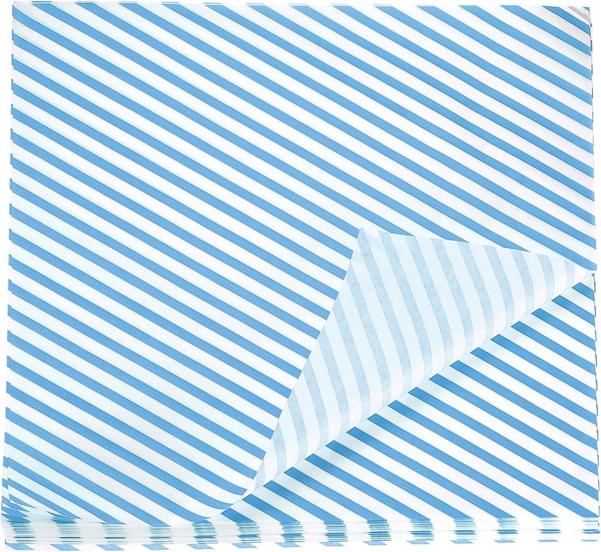 100 vellen waspapier, vierkant, gestreept, 30 x 30 cm, voedselverpakkingspapier voor levensmiddelen, absorberend, voor olie, bakpapier, sandwichmanden, picknick-hamburger, blauw