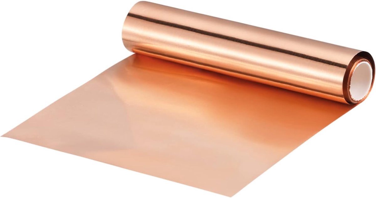 sourcing map Koperfolie, 3500 mm x 100 mm x 0,02 mm, 99,9% zuiver koper, band, koper, knipperend, metaal, plaat voor elektriciteit, doe-het-zelfprojecten (verschillende maten)