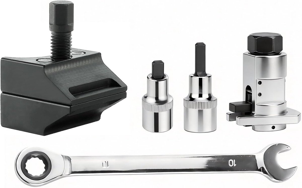 Set van 5 veerpootspanners, gereedschap, asbeen-spreider, veerpoot spreider, schokdemper, stalen veerpoot met moersleutel + lange en korte trekker voor de meeste voertuigen