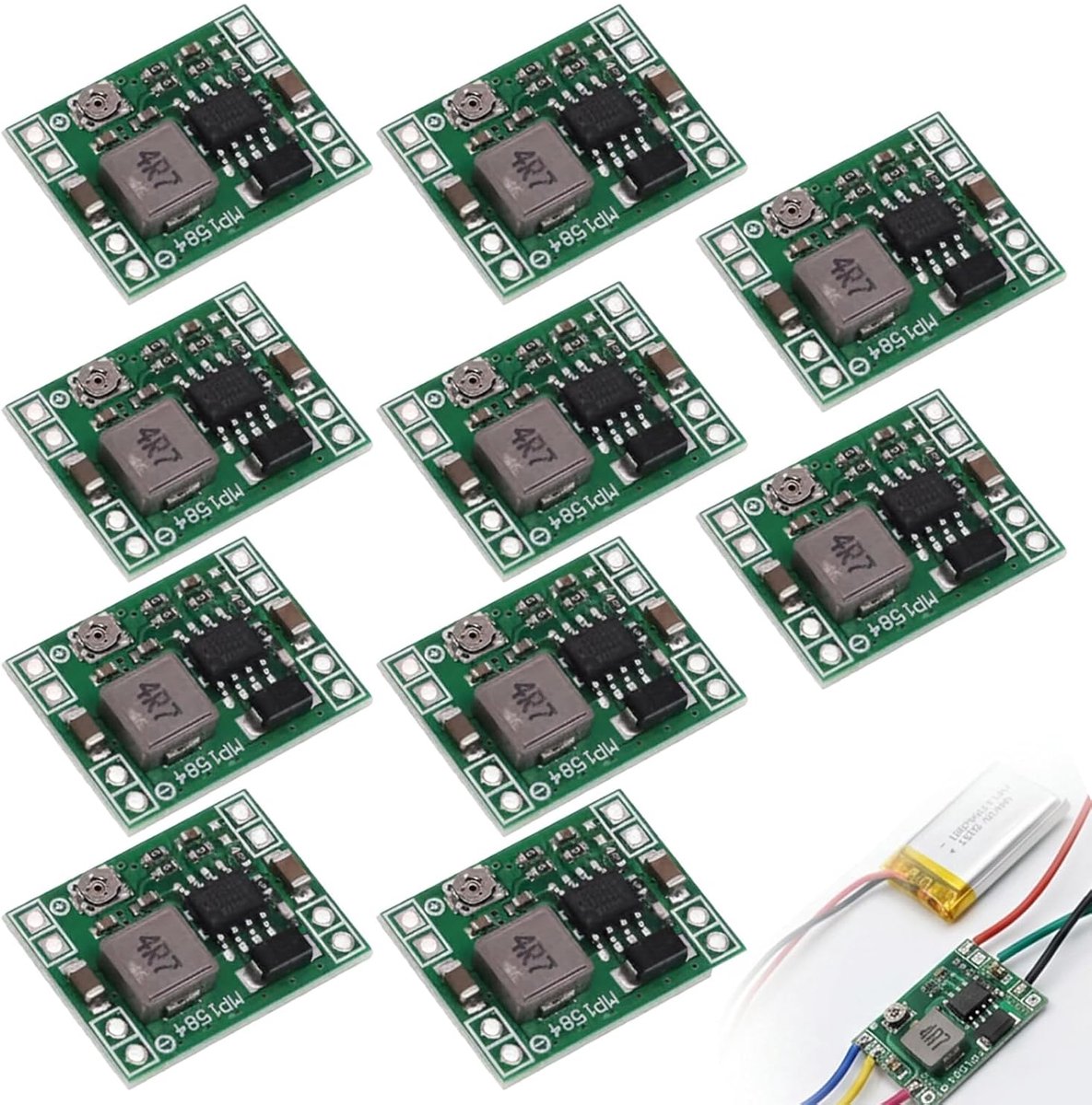 10 stuks MP1584EN DC-DC 3A Step Down Buck converter instelbaar 4,5-28V tot 0,8-20V mini spanningsregelaar module 24V tot 12V 9V 5V 3V Step Down omvormer spanningsregelaar voor voeding DIY klein