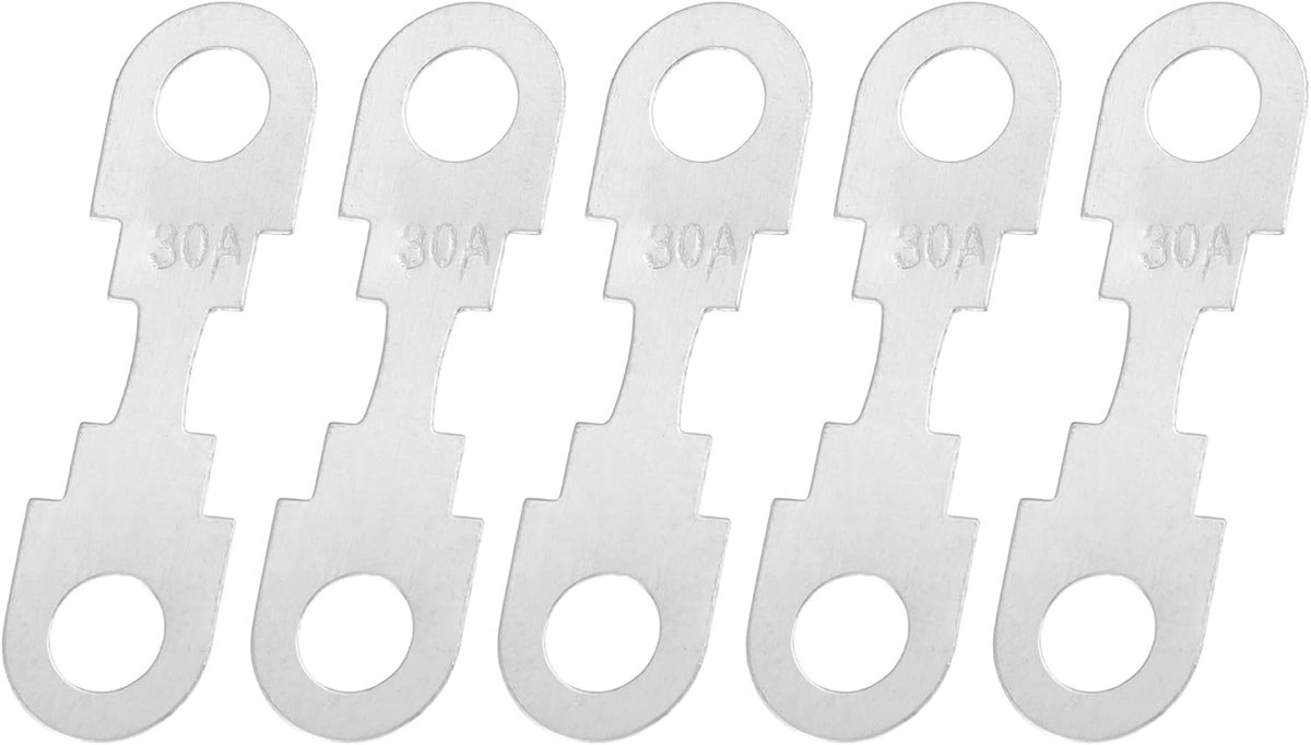 ABSOPRO 5 Stuks 30A 12V Hoge Stroom Strip Zekeringen Voor Auto Audio Zekeringen Houder | Materiaal: metaal, voor motorfiets, boot, bescherming tegen kortsluiting, overbelasting, afmetingen: 42 x 12 mm, snel werkend