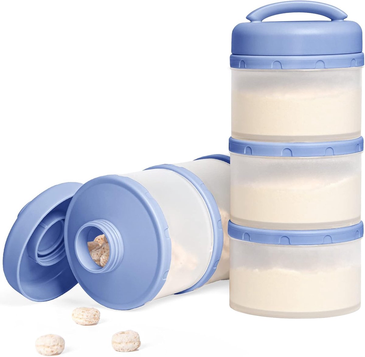 Melkpoeder portioneerder baby stapelbare melkpoeder opbergdoos 2 stuks (blauw)