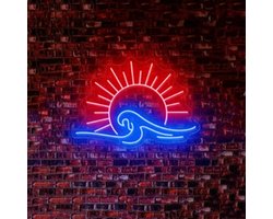Wave neonborden voor muurdecoratie, LED Arylic Neon Wave Sign met Dimbare Schakelaar, Game Neon Licht voor Kinderslaapkamer Gaming Room Dorm Home Bar Man Cave Geschenken, 16,1 x