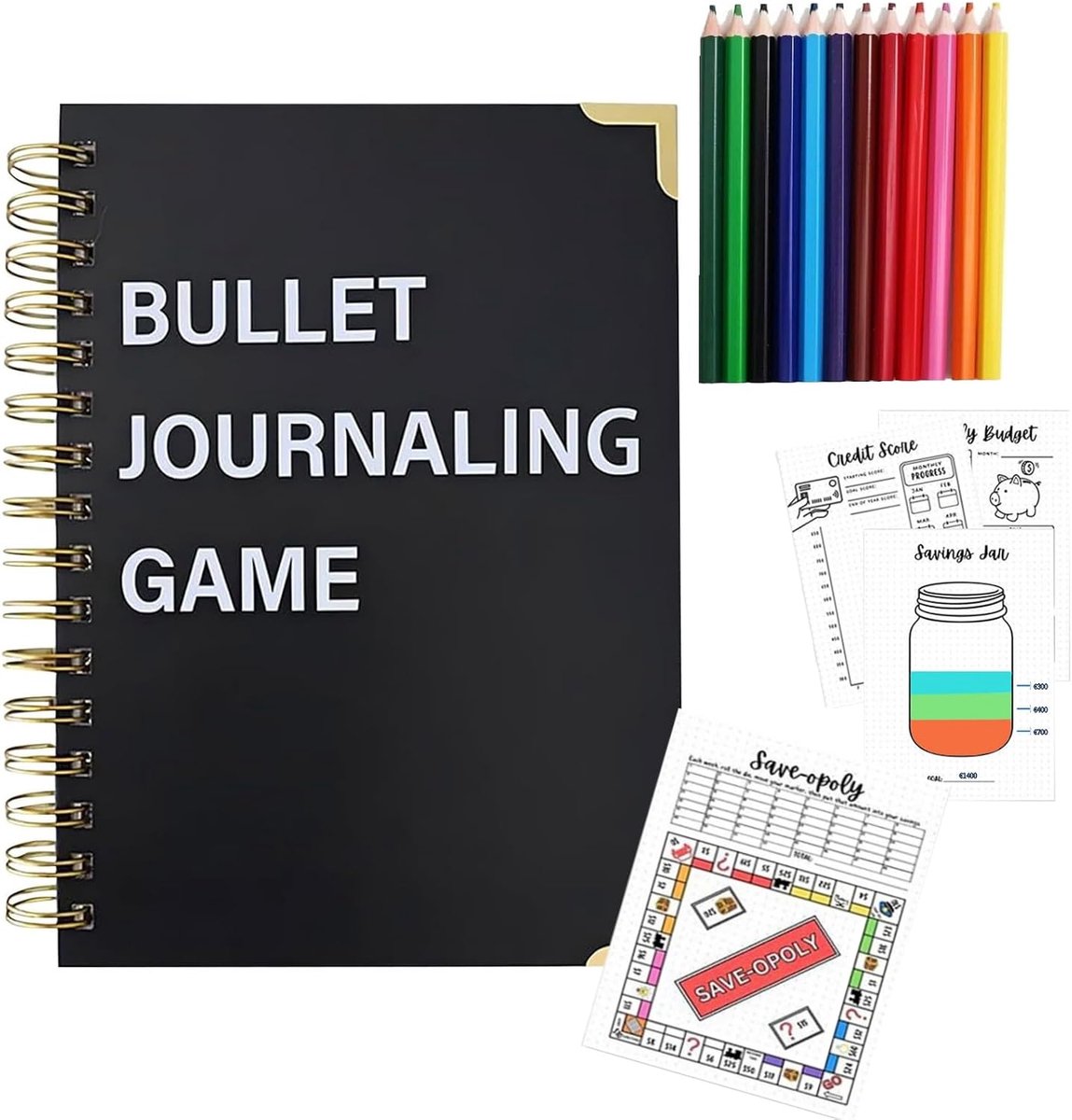 21 x 28 cm, spaar-challenge, 160 pagina's, notitieboek om geld te besparen, voor planner, sparen, financiën en projecten, registratie-activiteiten (zwart)