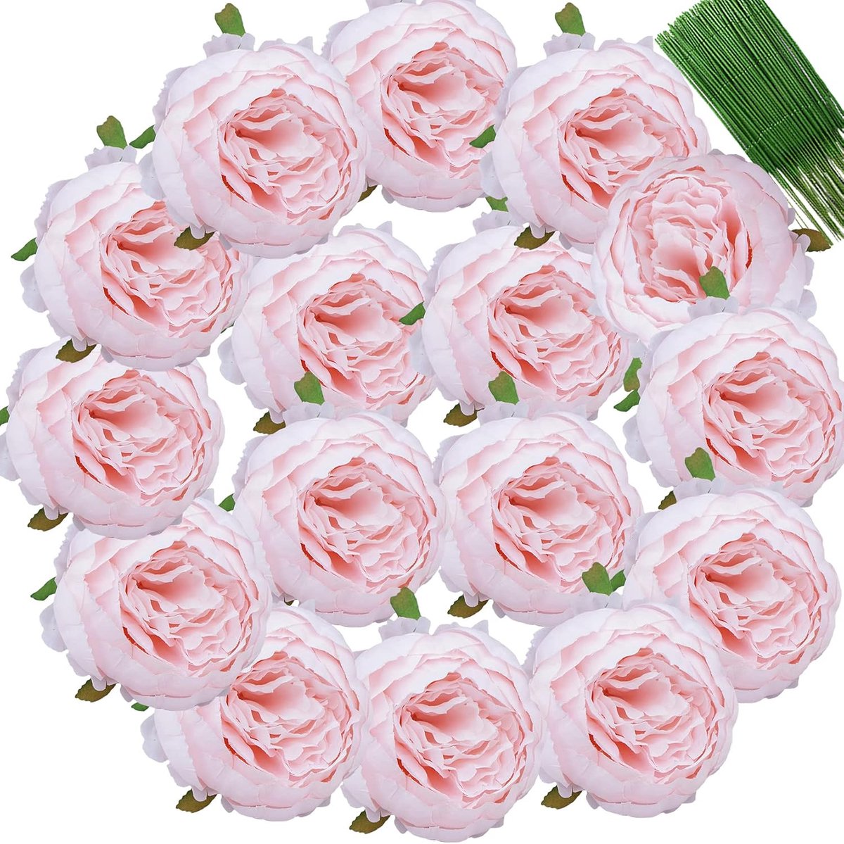 25 stuks zijden pioen kunstmatige bloemhoofden 4 inch nep pioen bloemen met stengels kunstmatige pioen bloemhoofden in bulk groothandel voor bruiloft woondecoratie (roze)