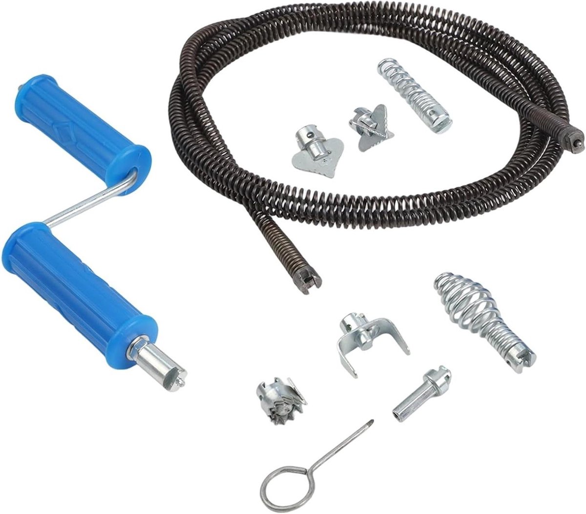Schoonmaak Spiraal - Afvoer Ontstopper - Pijpen Reinigen - Verwisselbare Snijkoppen - 12 mm x 3 m - Zilver