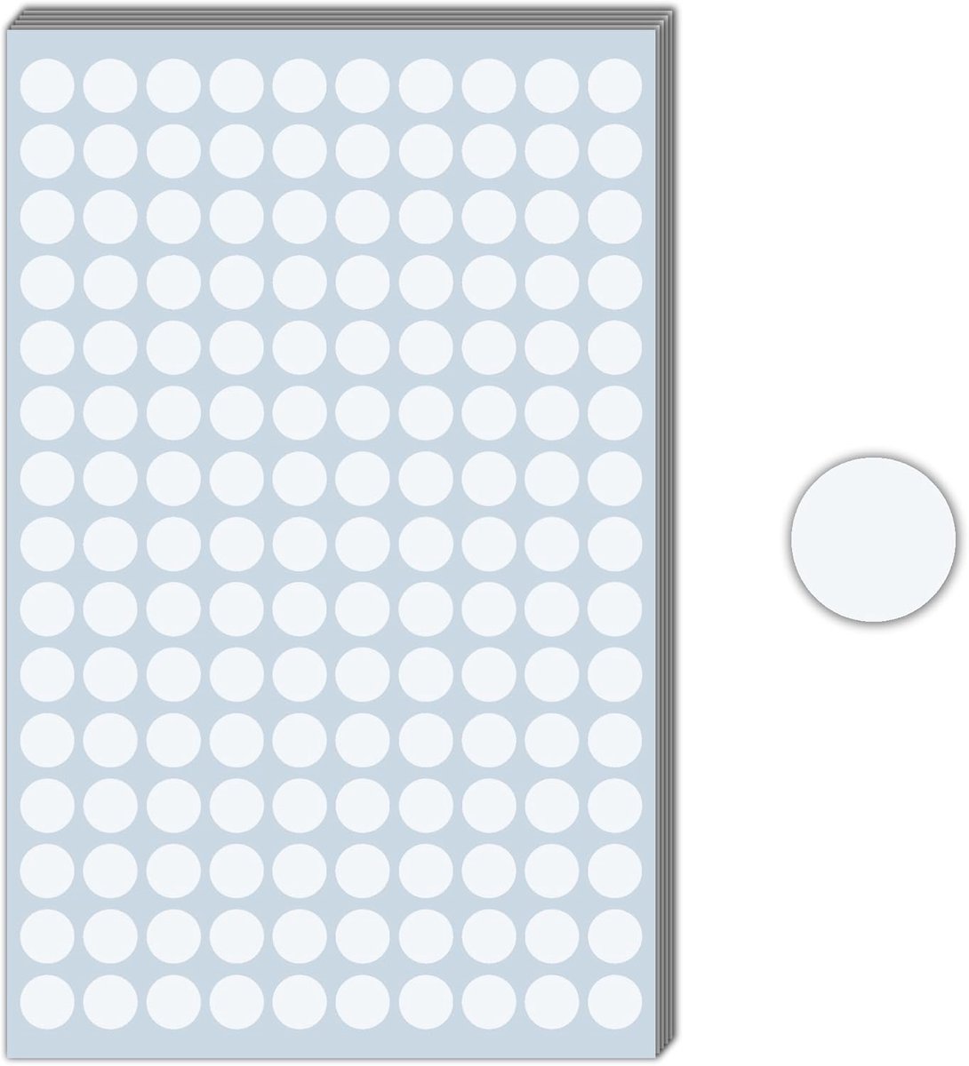3000 Stuks - 12mm Ronde Stickers Gekleurde Stippenstickers Puntstickers Zelfklevende Etiketten - Wit