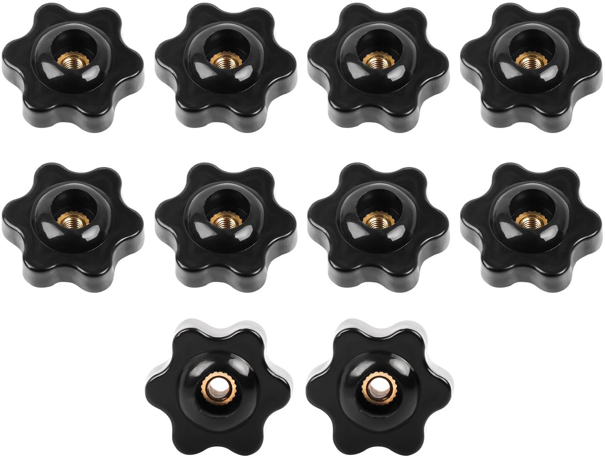 10 stuks stergreepmoeren M12, kartelmoer met binnendraad, geperforeerde sterklemknop voor gereedschapsmachines, meubels en fitnessapparaten
