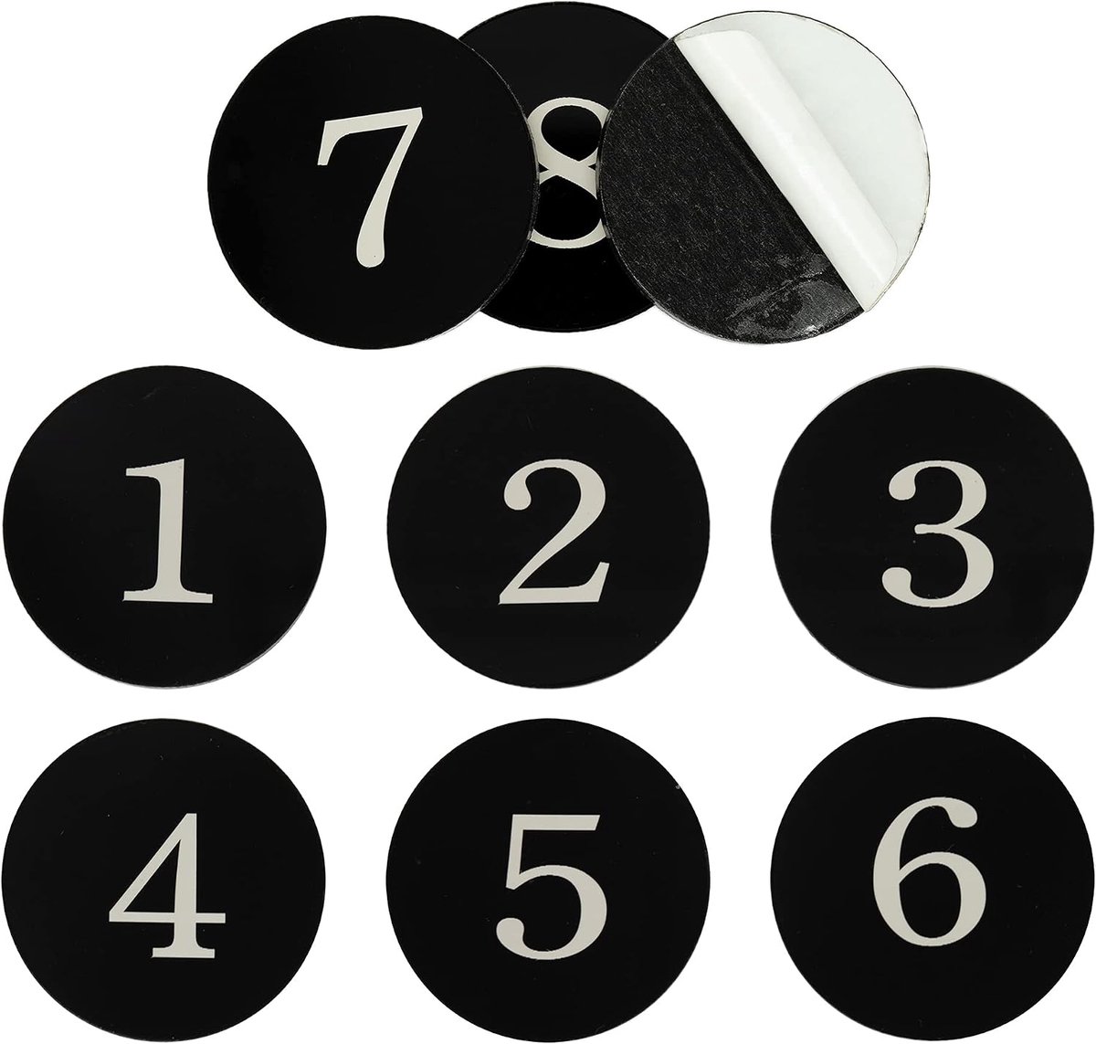 Ronde Locker Nummer Tag Sticker Deurbord Huisnummer Kamer Nummer Met Zelfklevende Tape (Zwart, 1-25)