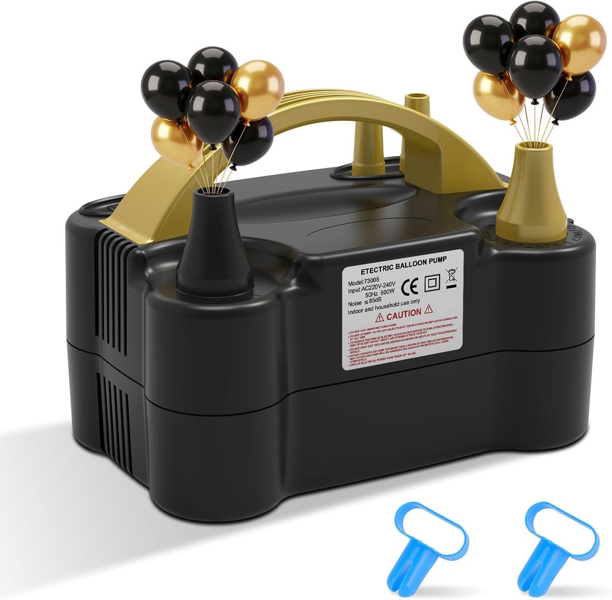 Elektrische luchtpomp (220 V-240 V, 600 W), met draagbaar dubbel mondstuk en 2 modi, ballonopblaasapparaat voor feest, bruiloft, verjaardag, festivaldecoratie