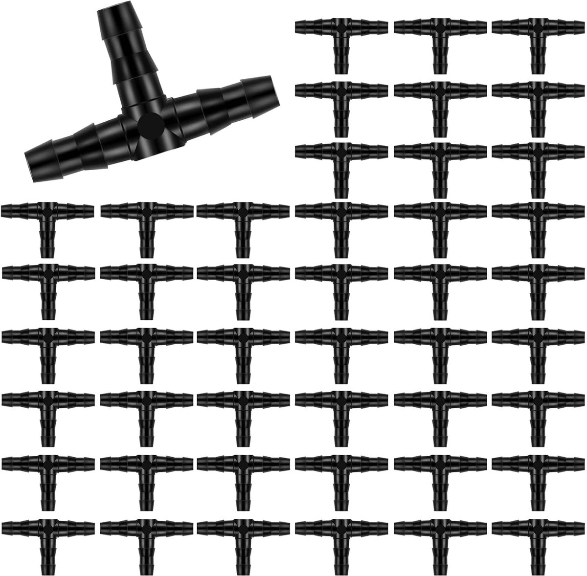 100 stks Prikkeldraad Connectoren Druppelirrigatie, 1/4 "Universele Prikkeldraad T-stuk Pijp, Past 1/4" Druppelslang Slang Bewatering Tuinsysteem