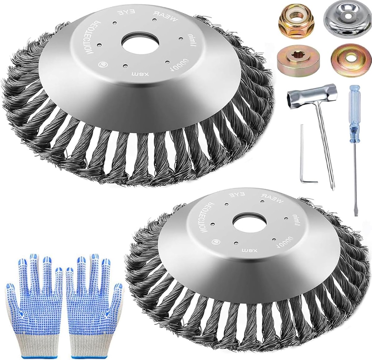 2 stuks onkruidborstels voor bosmaaier, 25 cm+15 cm, 25,4 mm onkruidborstel, draadborstel voor bosmaaier, onkruidborstel voor bosmaaier, met onkruidborstel, onkruidborstel voor bosmaaier