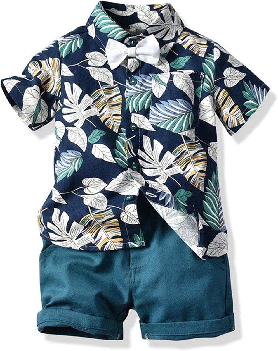 Baby Jongens Hawaï Outfits Kinderen Knoop Onderhemd en Shorts Set Tropische Bloemen Zomer Strandkleding Kleding