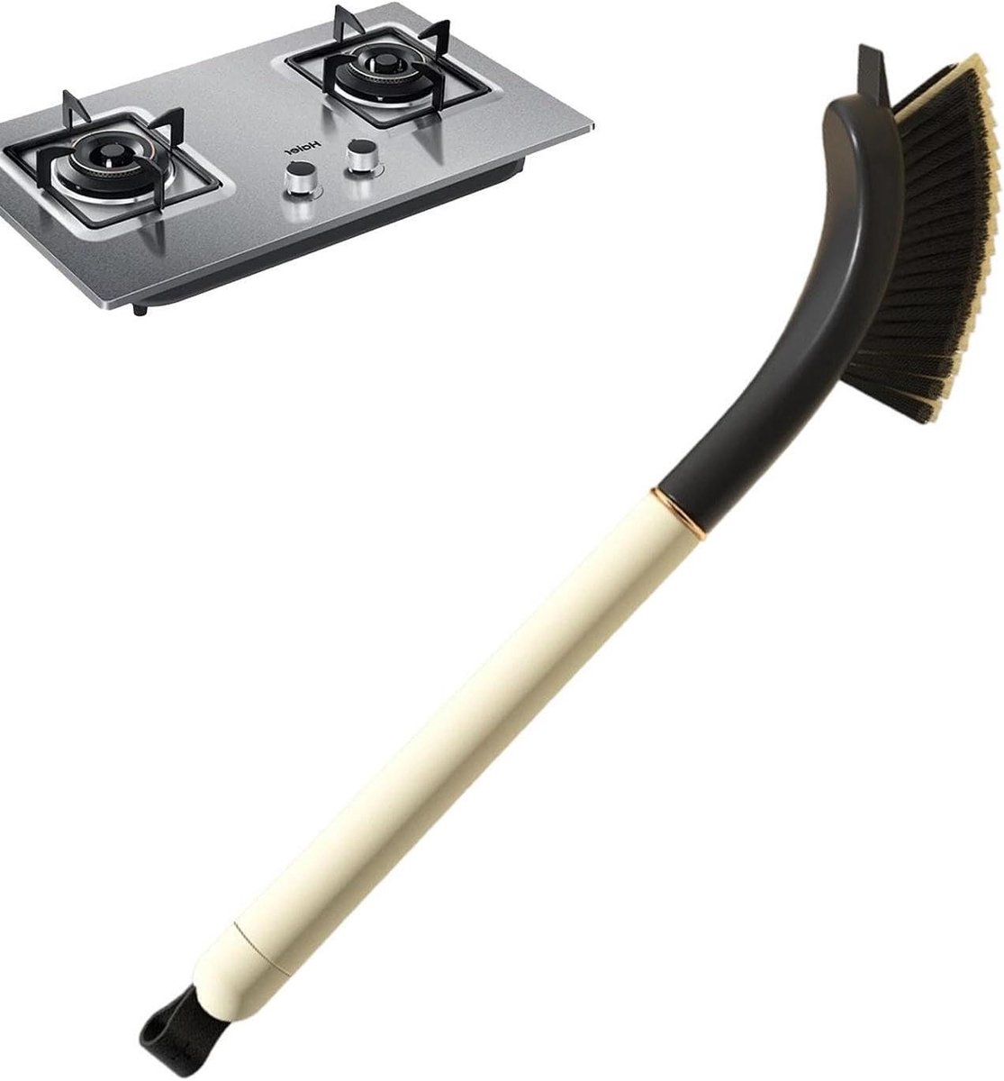 Voegenborstel - Kierborstel Hoekreiniger - Precisie Schoonmaken - Antislip Handgreep - 32.5 cm - Grijs