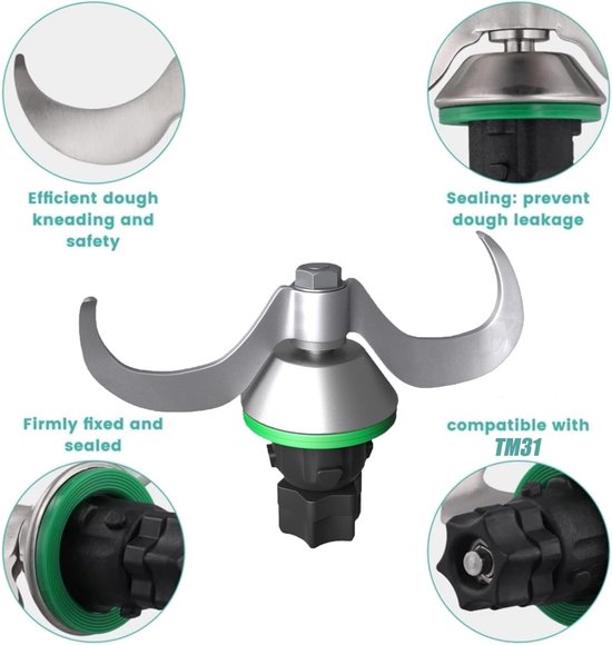 roestvrijstalen deegmengmes, deegmes, reserveaccessoires, geschikt voor TM31, messen, reserveaccessoires, kneed-deegmixer — afbeelding 2