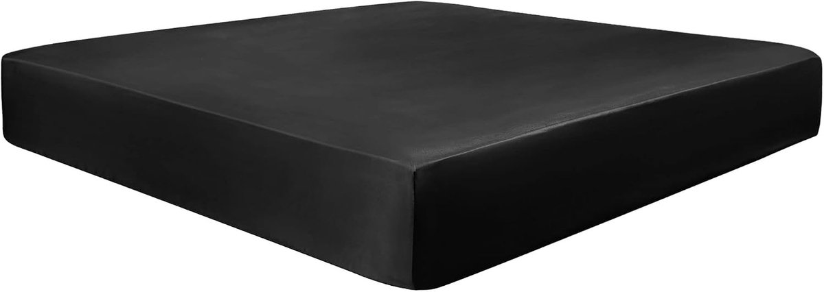 Hoeslaken satijn laken 100x200cm hoeslaken tot 35cm tophoogte met elastische band zwart 90x200x35cm