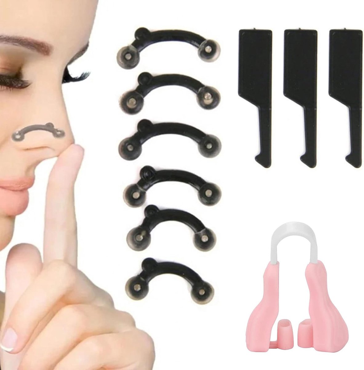 Neus Shaper Lifter Clip, Neusvormer Clip Voor Optillen En Vormen, Silicagel Neus Bridge Straightener Corrector, Zwart