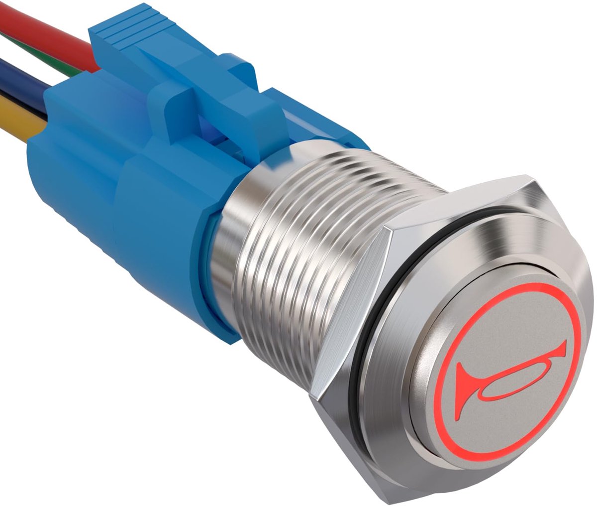 Ogenblikkelijke drukknop en hoorn, 19 mm drukschakelaar, 12 V, waterdichte drukschakelaar voor auto, camper, vrachtwagen, boot