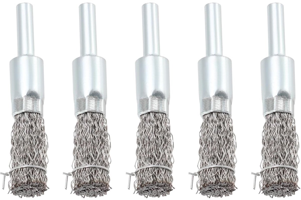 5 Stuks 12mm Draadborstel voor Boor, 6mm Schacht Roestvrijstalen Kopborstel Ronde Borstel Vervangingsdeel voor Reiniging/Polijsten/Roestverwijdering