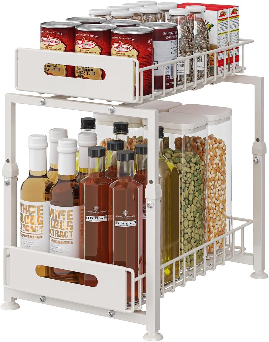 Opslag onder de gootsteen, 2 niveaus, Metalen keukenorganizer