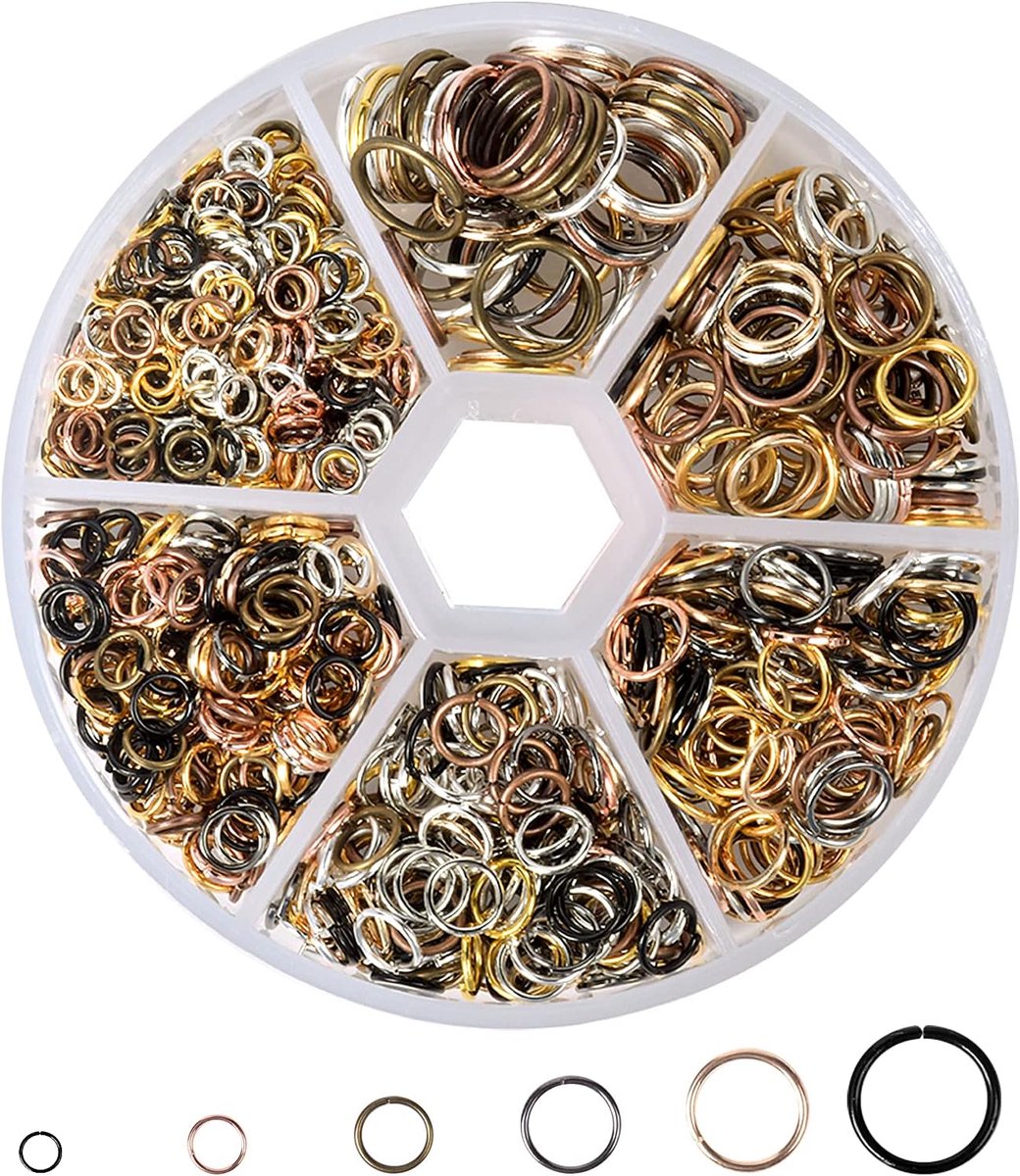 970 stuks springringen, verbindingsring, 4 mm, 10 mm, open
