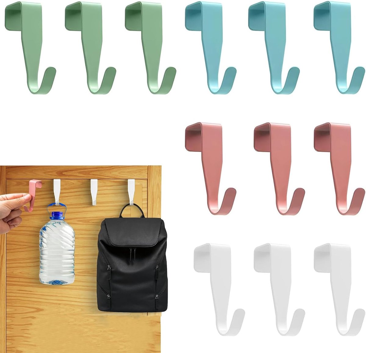 set 12 stuks kledinghaken deur kast deurhangers stevig ruimtebesparend multifunctioneel ophangsysteem voor slaapkamer badkamer kantoor zwart