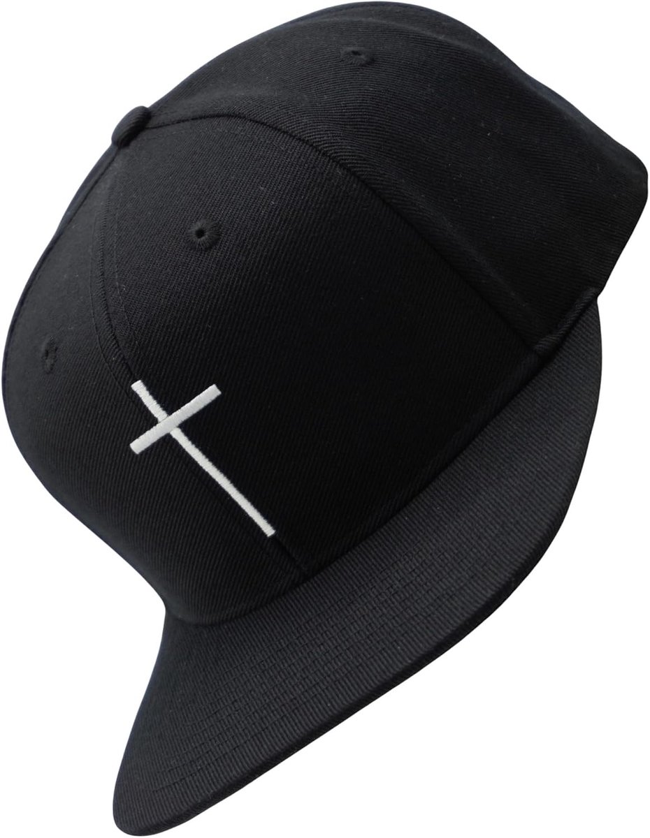 Cap zwart met kruis (optimale pasvorm, pet, zwart, kruis, uniseks)