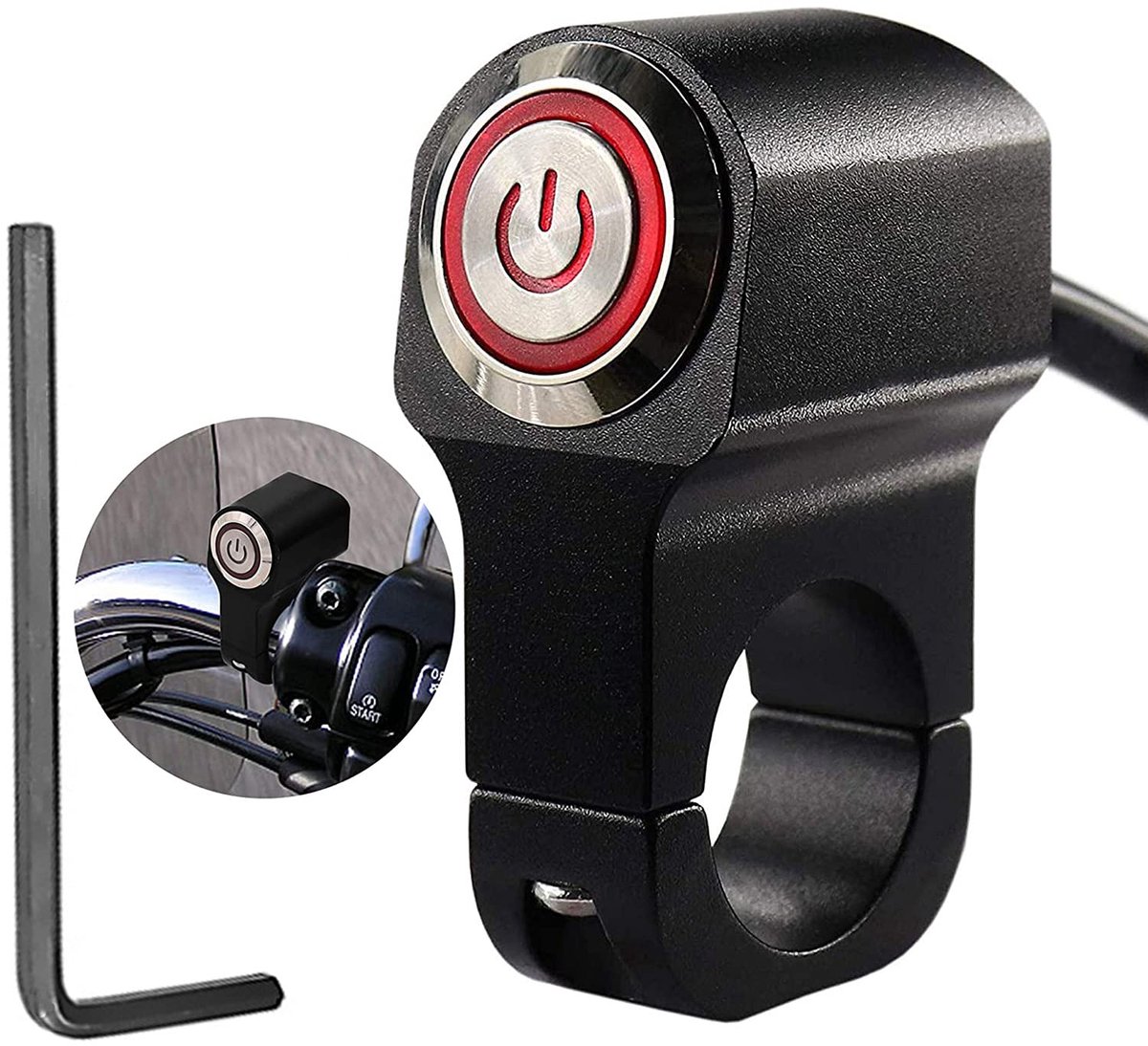 12v waterdichte motorfiets ATV 22 mm (7/8") stuurknopschakelaar koplamp gevaar rem mistlamp AAN uit schakelaars (rood)