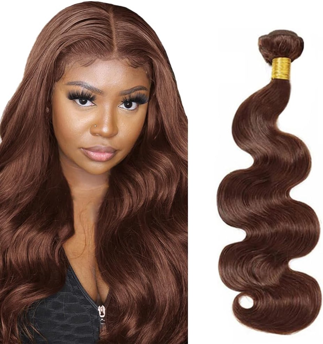 30 Inch Human Hair Bundles Body Wave Hair #4 Chocolate Brown Bundles Human Hair Extensions Double Weft for Women Minimal Smell for Women Single Bundle