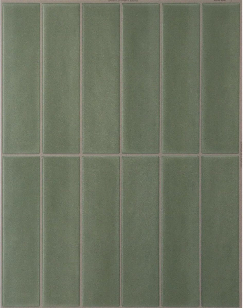 Tiles Plaktegels Zelfklevend, Gestapeld Olijfgroen, 29,02x22,86 cm | Set van 5 (0,33 m²), Mat, Hitte-/vochtbestendig, Laag VOC, Keuken/Badkamer, Ideaal voor huurders, Gemaakt in Canada