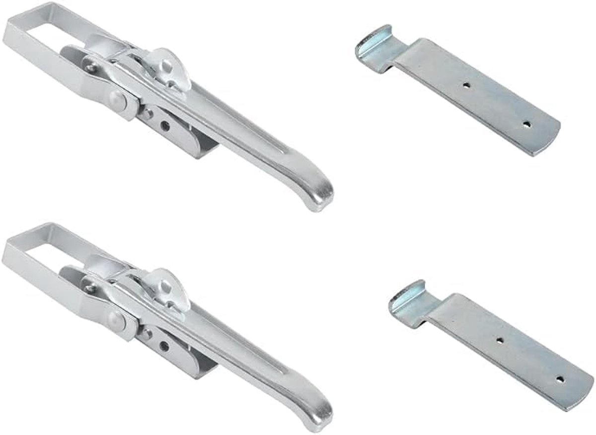 compleet excentrische sluitingen, spansluiting, verzinkt, 210 mm, boordwand- en kistsluiting, hefboomspanner, 1-4 stuks - aanhangeraccessoires (2, zilver)