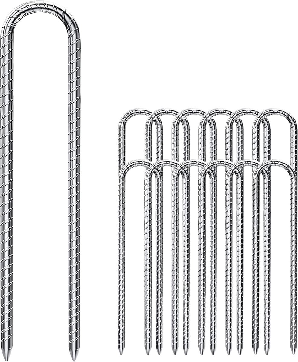 Speed 12 stuks grondharingen (11,8 inch), U-vormige robuuste grondharingen voor het bevestigen van hekken, tenten, luifels, camping, trampoline, bloemenstandaard