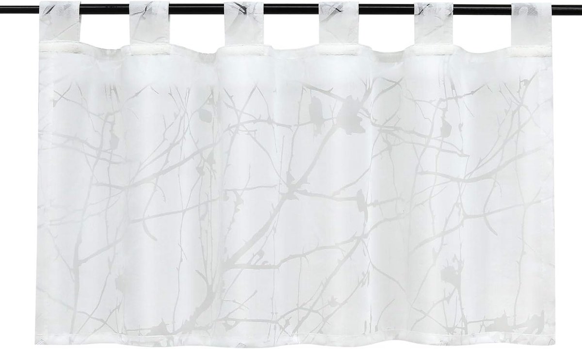 Ausbrenner vitrage, takpatroon, wit HxB 45x120 cm | Transparante korte gordijnen, keukengordijn met lussen