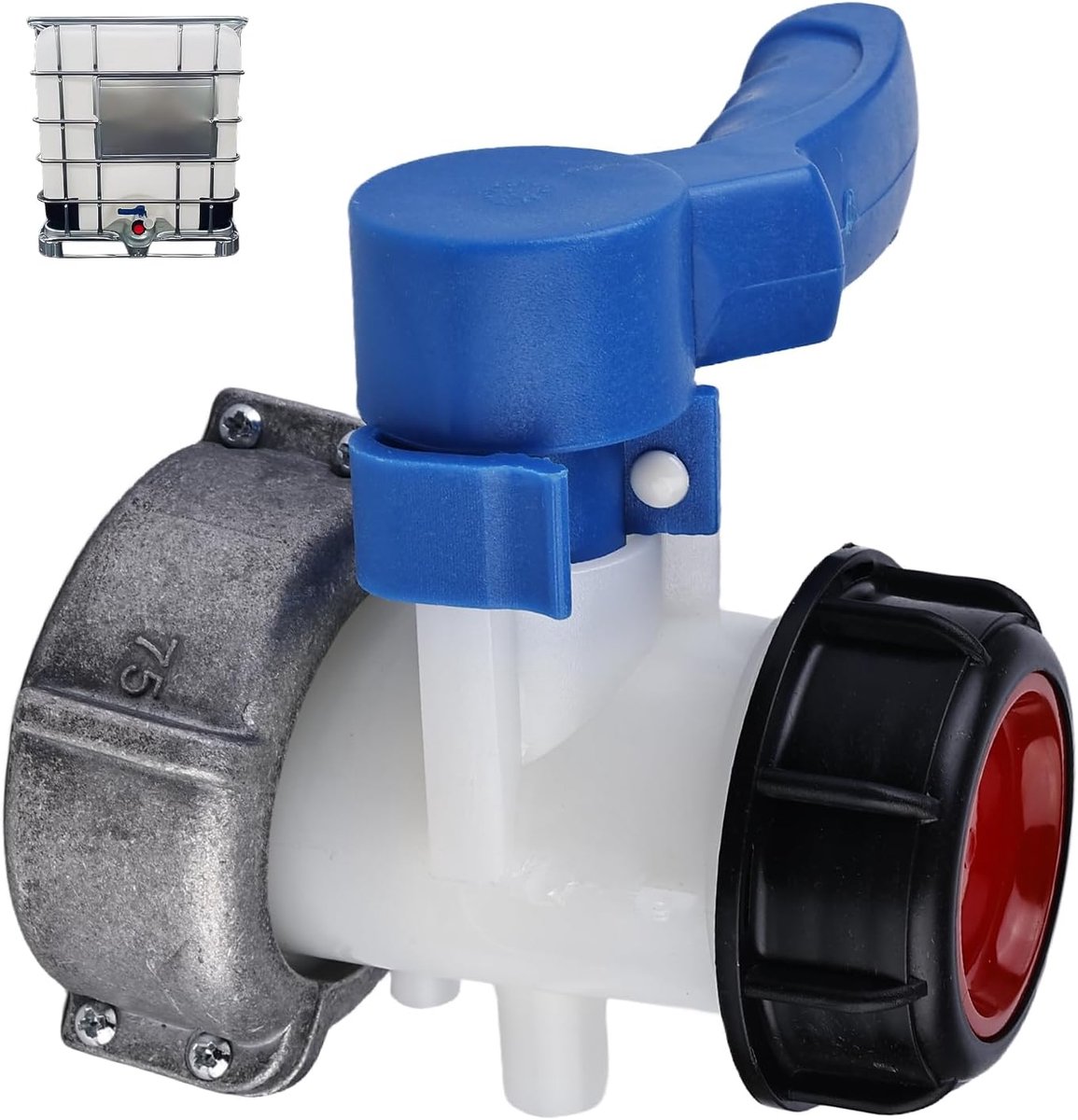 Universele Tankadapter: Nizirioo vlinderklep adapter DN50 (75 mm), vlinderklep adapter, IBC universele watertankadapter voor afvoerkraan