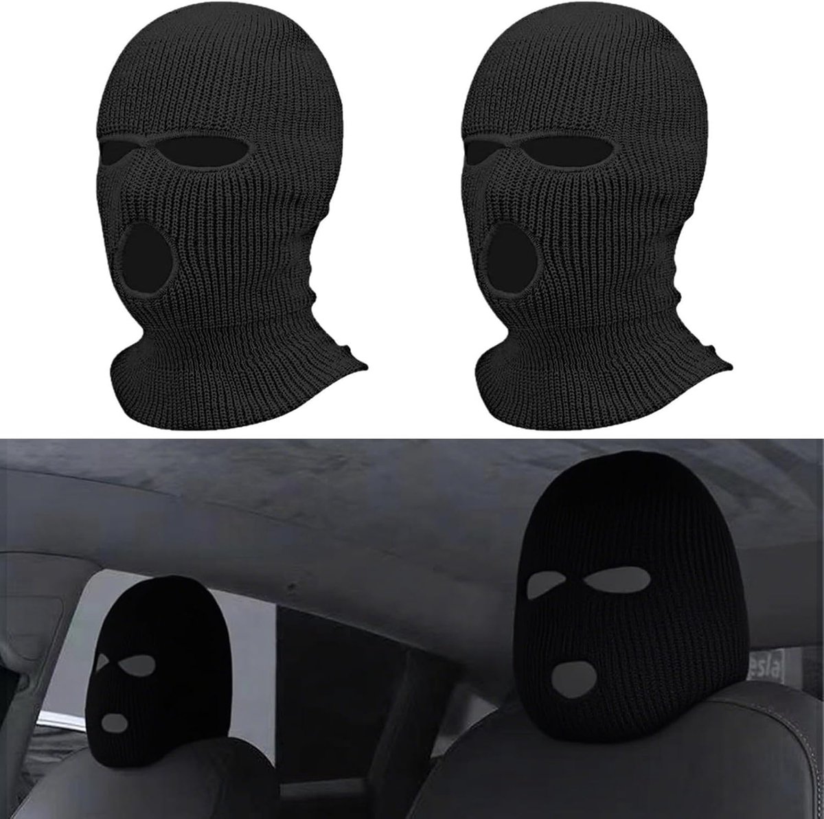 2 stuks universele autohoofdsteunhoezen, stofdicht, wasbaar, hoofdsteunhoes, accessoires, ademend, grappige hoed, gepersonaliseerde hoofdsteun, auto, voor de meeste mensen (zwart)