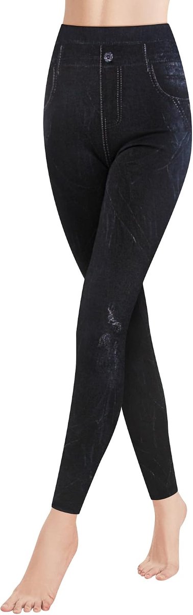 Leggings dames jeanslook broek met binnenvoering High Waist Jeggings gevoerd 4109 VA