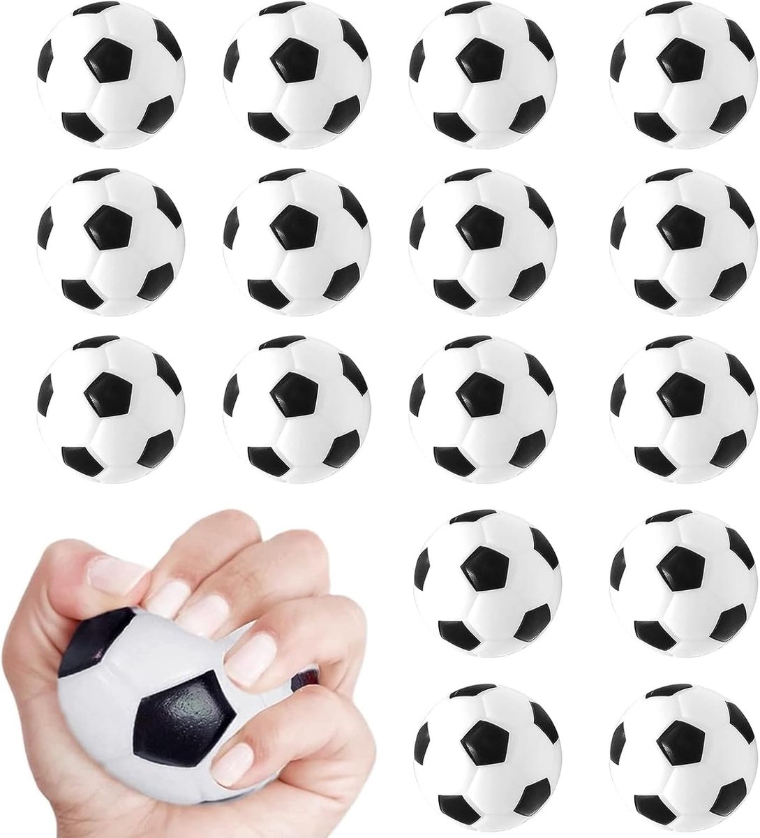 Set van 12 4 schuimrubberen mini-ballonnen, voetbal, anti-stress, zacht | van en voor kinderen en volwassenen, klein cadeau, welkom gasten, kinderverjaardagen