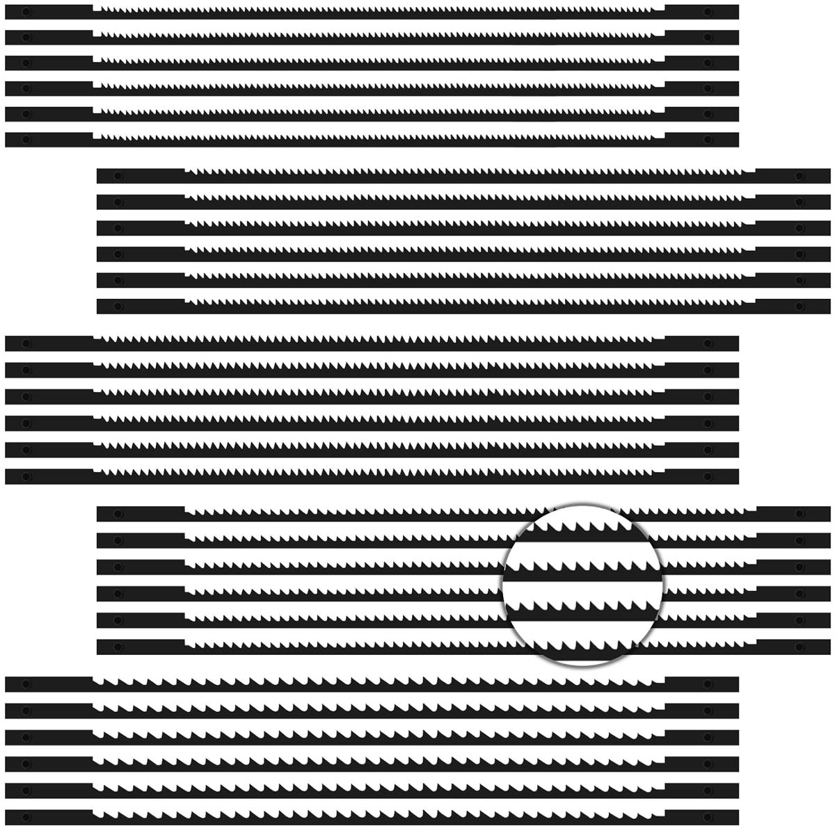 30 stuks decoupeerzaagbladen, set van 127 mm, figuurzaagbladen met pen, 10/15/18/20/24 tanden voor decoupeerzaag voor het zagen van hout, kunststof, schuim, standaard fijne zaagbladen