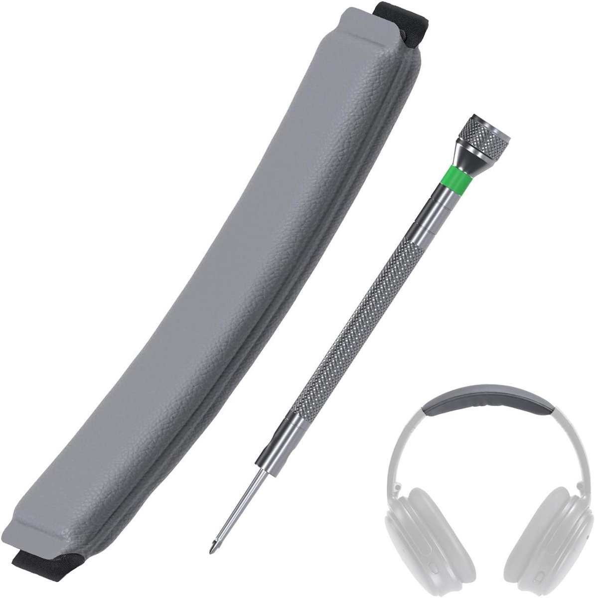 Hoofdband voor Bose QuietComfort 35, 35 II, 45 (QC35, QC35 II, QC45) Over-Ear Hoofdtelefoon van MMOBIEL – Protein PU Hoofdband – Hoofdtelefoon Hoofdkussen Cover Reparatie – Grijs