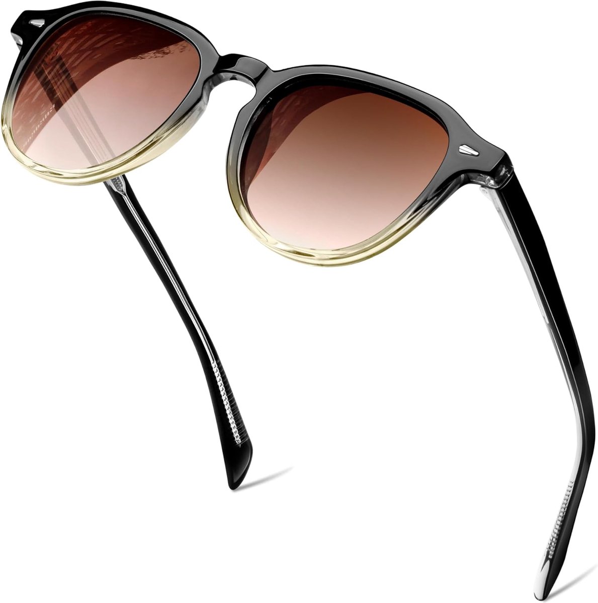 Gepolariseerde Zonnebril Dames Heren UV400 | TR90 Montuur,Acetaat Pootjes,Licht,Rond,Stabiel,Autorijden,Reizen,Retro,Modieus,Elegant,Vintage,Trendy,Dagelijks Gebruik