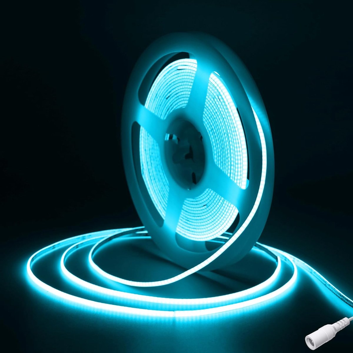 COB LED Strip 5M,Fosingut Ledstrip licht IJsblauw 2.7mm,480LEDs/m CRI90+ Super Heldere Flexibel COB LED Lint voor TV,Slaapkamer,Keuken,Kast,Auto,DIY Decor,Commercieel(Enig COB-ledband)