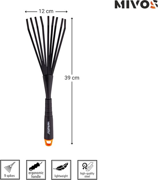 SnelShoppen - Handveger Bladveger met 9 Elastische Tanden, Bladveger voor Tuin, Handhark voor Bladeren, Onkruid, Graszaad, Compacte Veerborstel - Werk — afbeelding 5