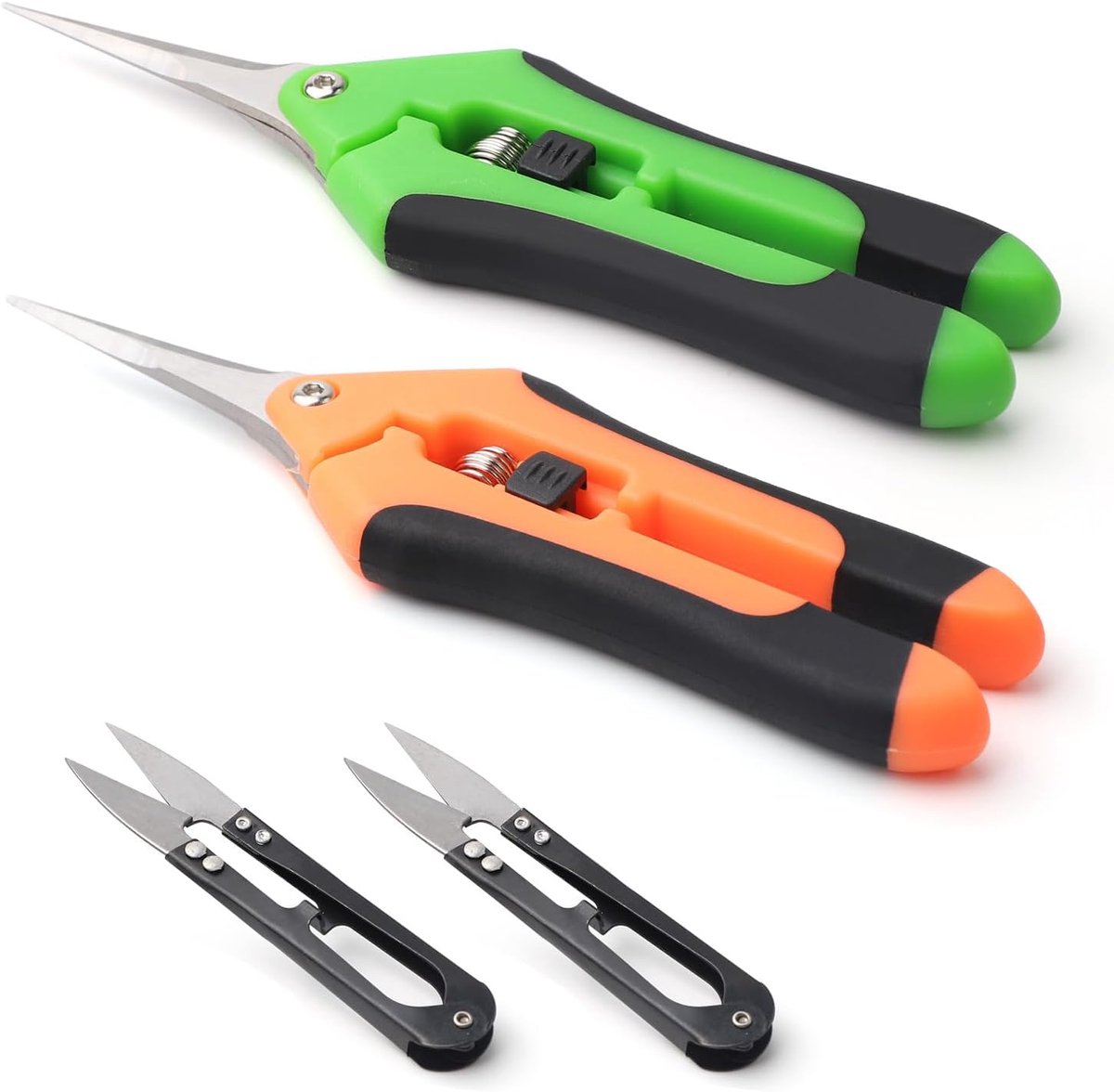 SnelShoppen - 4 Stuks Tuinschaar Set, Rvs Snoeischaar, Kleine Secateurs, Bloemenschaar, Draadschaar, Ergonomische Oogschaar voor Takken, Bloemen, Roze