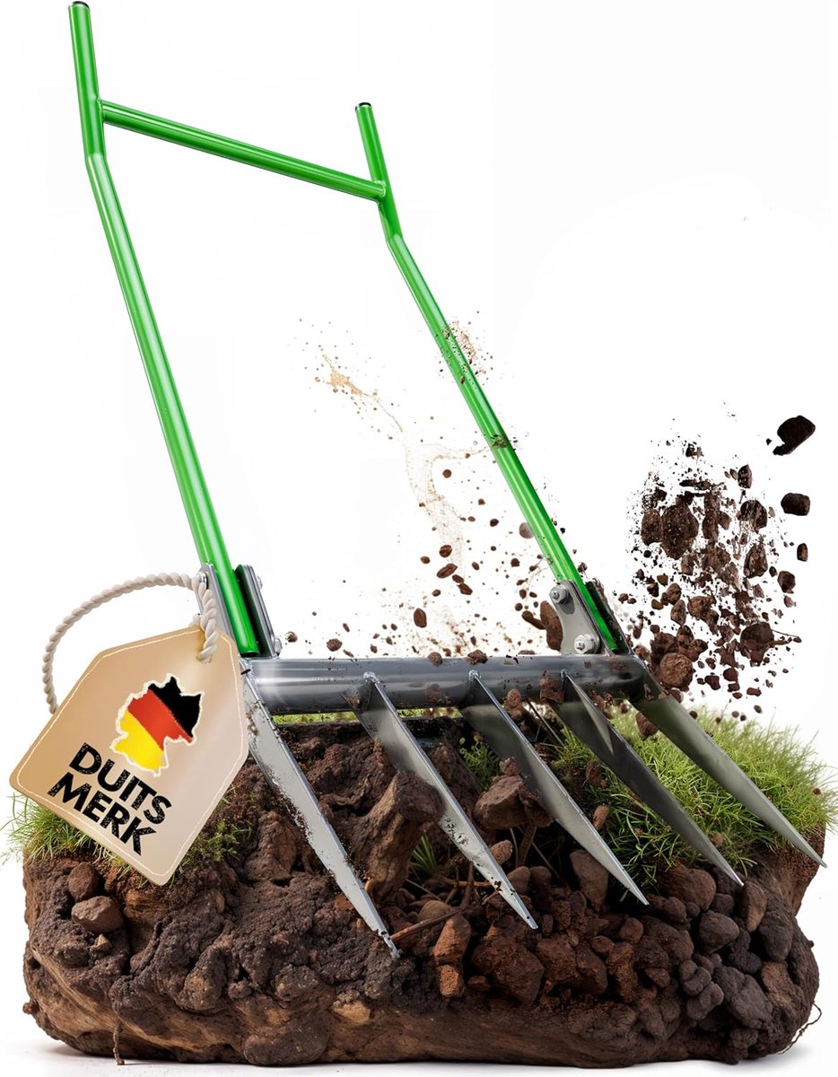 SnelShoppen - Grave Fork 50 cm Breed met Voetsteun, Tuinvork met Tanden, Tuingereedschap voor Efficiënt Graven en Losmaken van de Aarde, Ergonomisch e