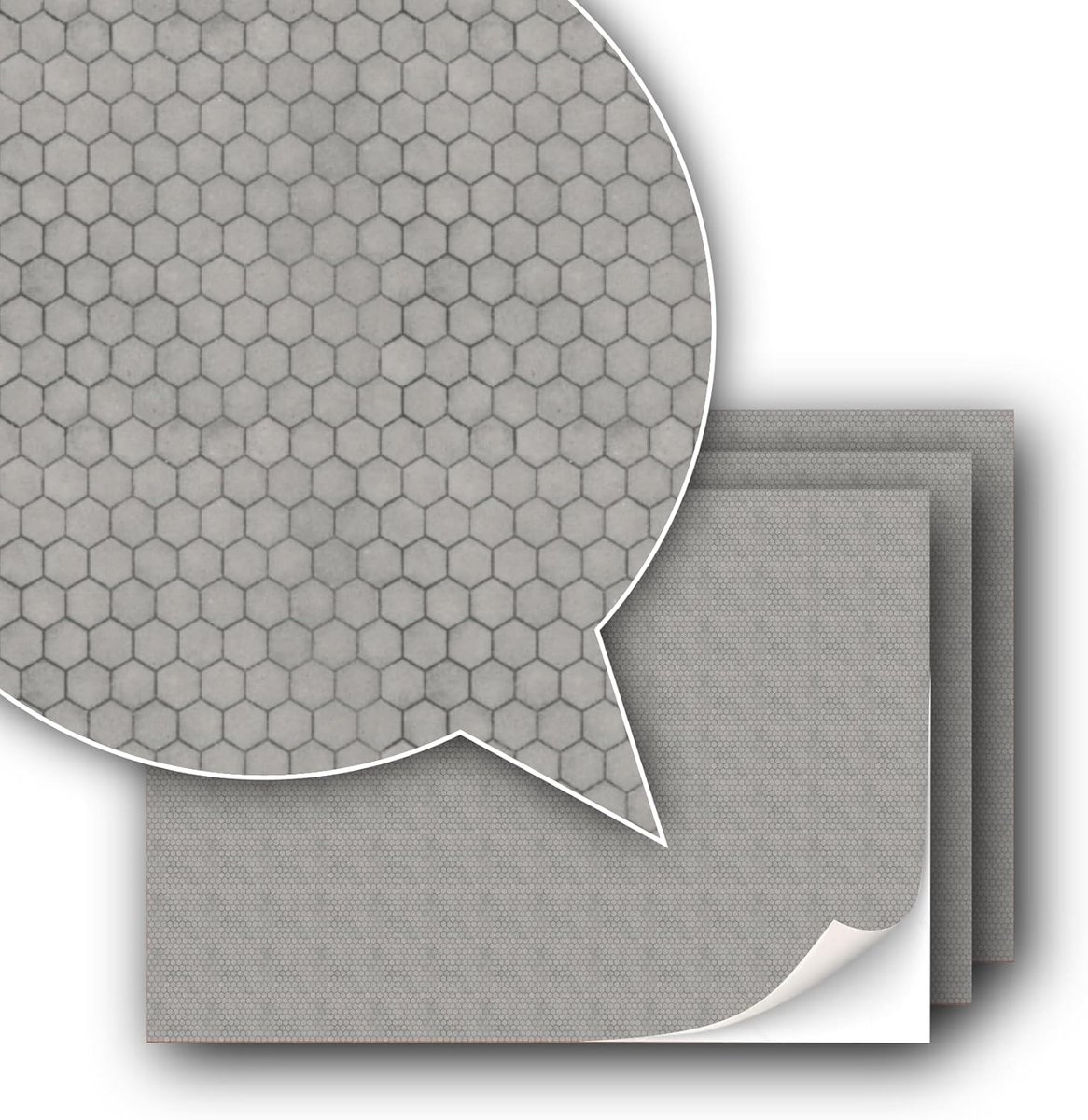 3 vellen zelfklevende decoratieve folie voor straatstenen en oppervlakken voor modelbouw in schaal 1:87 H0 (betonnen hexagons)