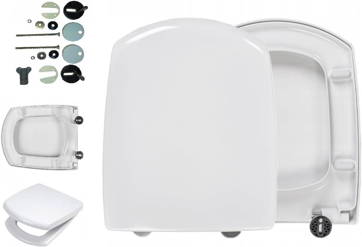 SnelShoppen - Toiletzitting Soft Close Duroplast Antibacterieel Wit, Snelle Ontgrendeling, Eenvoudig Schoon te Maken, Vrijstaand, Voor Cersanit Carina