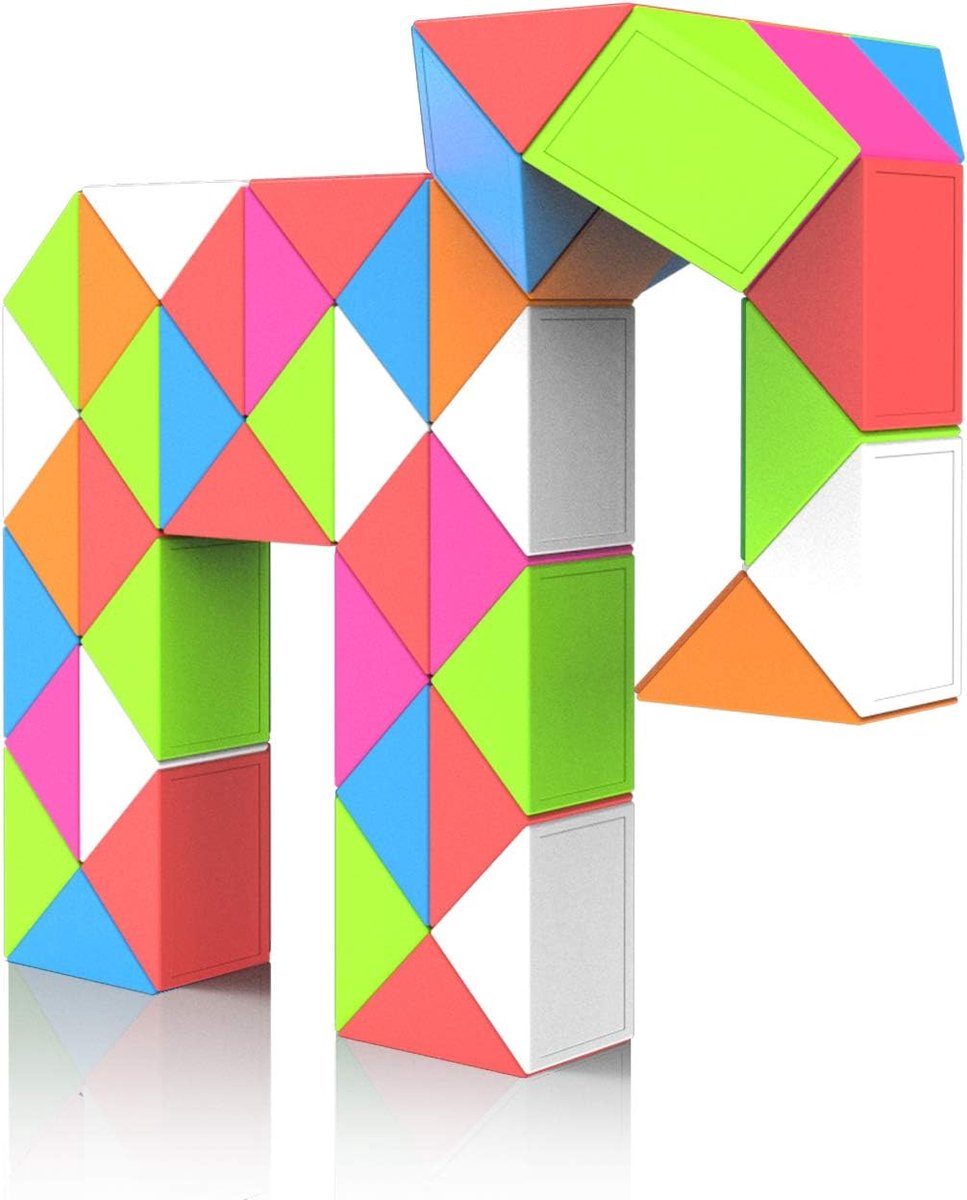Magic Snake met 48 Segmenten, 3D Magische Slangkubus - Puzzle Games IQ Toy voor Kinderen en Volwassenen - 1 Pack (Regenboog)