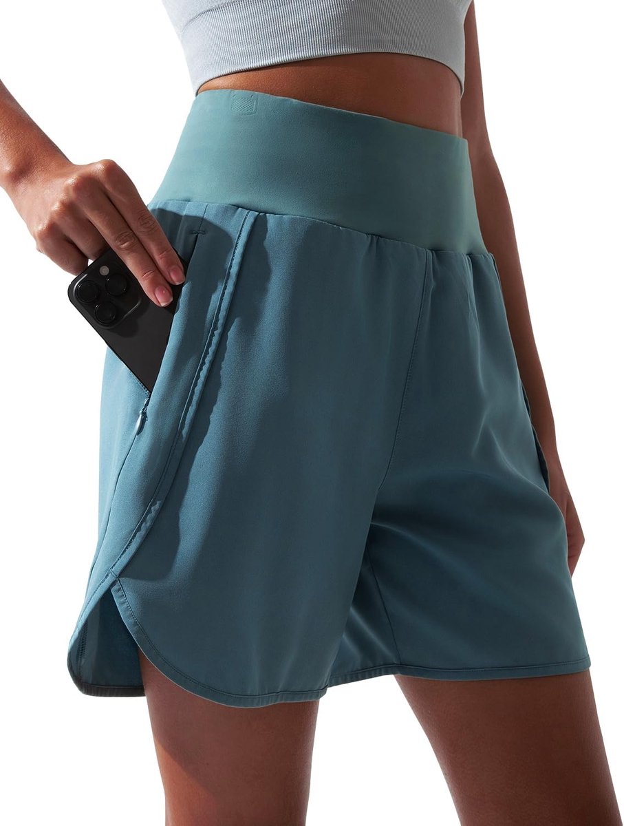 Shorts Zomer 2 in 1 Gym Shorts Sneldrogende Atletische Yoga Workout Shorts met Rits Pocket