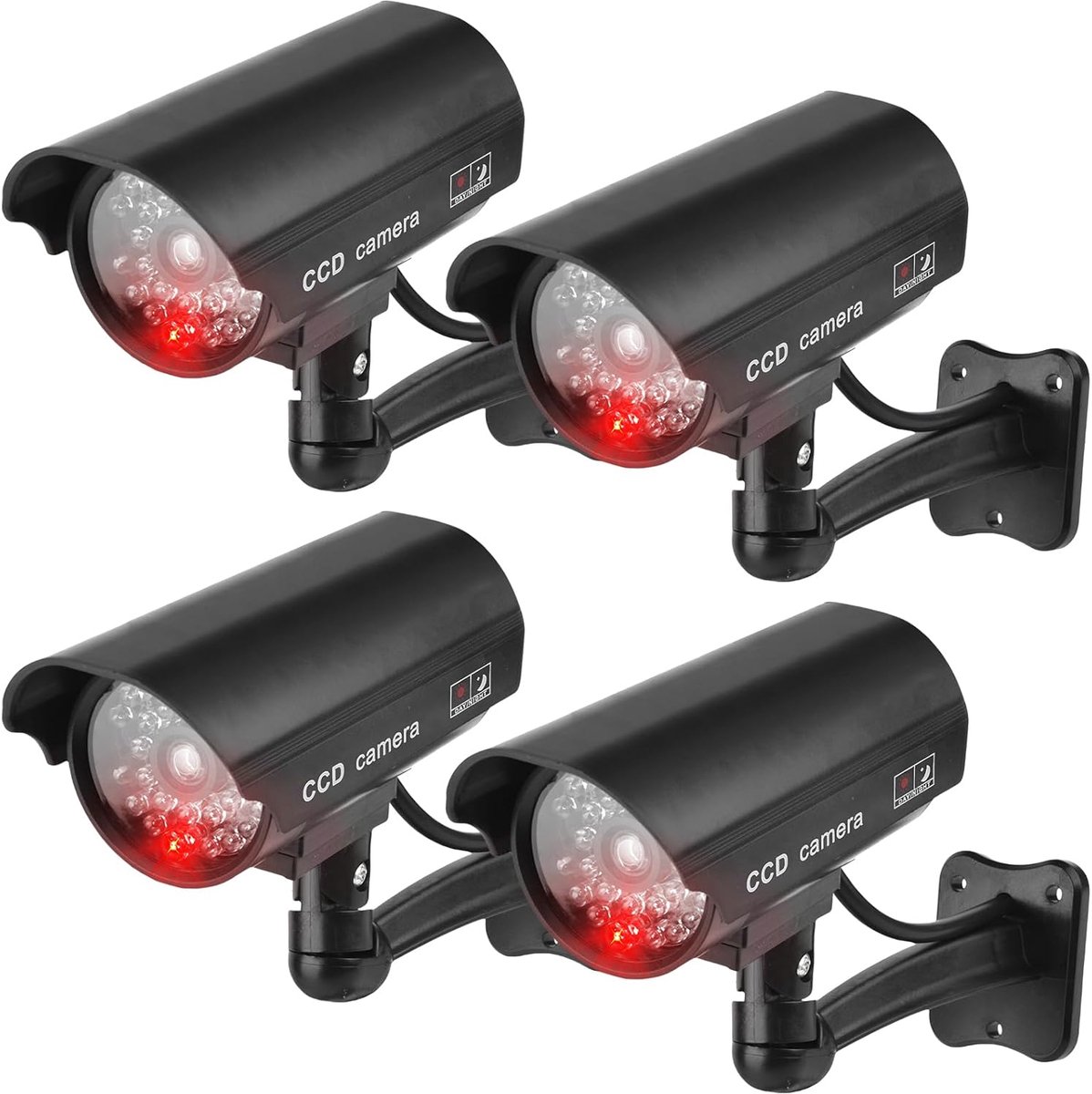 Nep Camera - Schijn Beveiligingscamera - Diefstal Afschrikken - Knipperende LED - 4 Stuks - Zwart